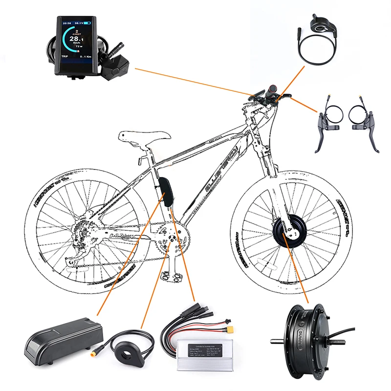 Bafang Front Hub Motor Conversion Kit W/ Battery Electric Bicycle Motor 48V 500W Ebike Wheel Drive Engine Kit