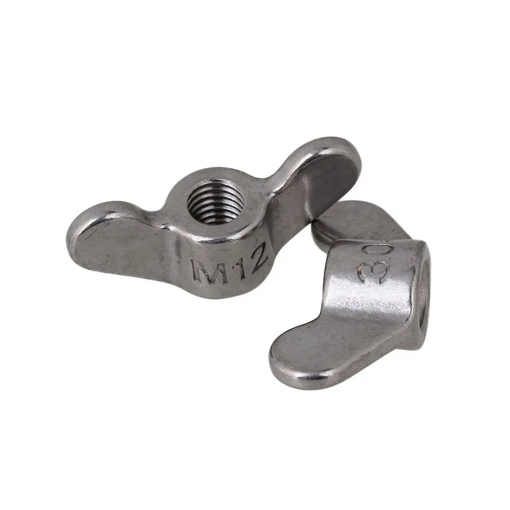 

Silver M12 304 Stainless Steel Precise Casting Butterfly Nuts Fastener Wing Screw Nuts Pack of 2