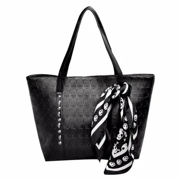 

2019 Fashion PU Leather Women Skull Bag Female Solid Punk Shoulder Bag Soft Women Handbags Ladies Tote Sac a Main Drop Shipping