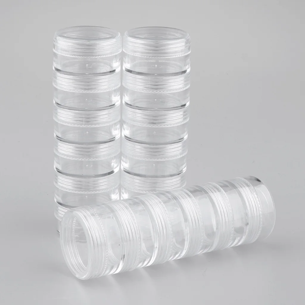 MagiDeal 6 Tiers Empty Stackable Jar 18 Clear Round Containers w/ Screw Lids Food-Grade PS Plastic