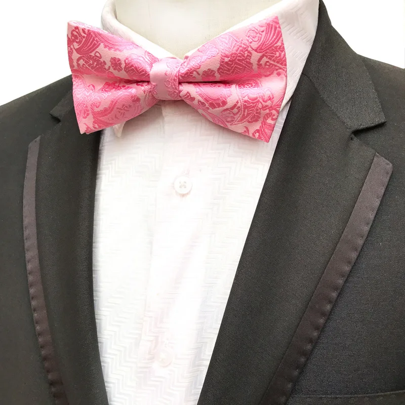 

Popular Classic Paisley Pink Men's Silk Polyester Bow Ties for Men Style Bow Tie Business Shirts Bowknot Gravatas Cravats