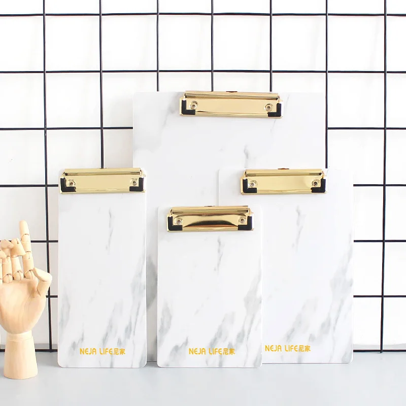 

Nordic style marble board clip folder board Document File Board Student Stationery Plastic Writing Hard Board School Supplies
