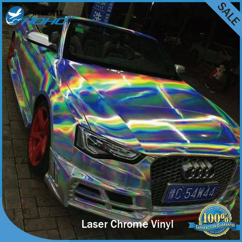 Hot Sale 1.49x20M 4.8x65FT Laser Chrome Silver Holographic Rainbow Car