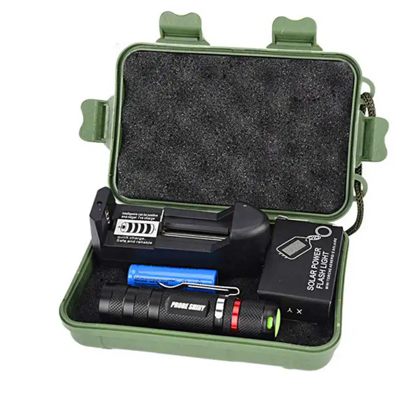 G700 Zoomable XML lanterna led Q5 Tactical Flashlight+14500 Battery+Charger+Case led flashlight rechargeable #4A28 (6)