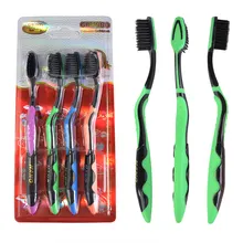 4 шт./упак. Nano двойное пальто зубная щетка углеродная зубная щетка 4 цвета зубная щетка для гигиены полости рта здоровье взрослых Уход зубная щетка