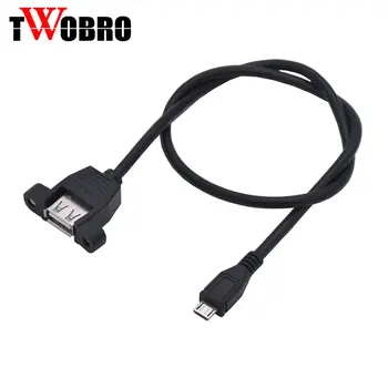 

TWOBRO 10pcs 50CM 5 pin Micro B Male to USB A Female Adapter Converter Screw Lock Panel Mount Data Sync Power Charge Cable