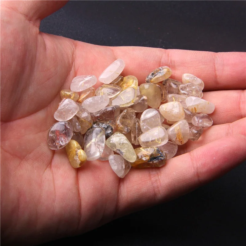 20g 50g Natural Stone Rock Gravel Crystal Tumble Stone Minerals gravel specimen stone Energy Decorative Stone Fish Tank stone - Цвет: 23 Golden Hair