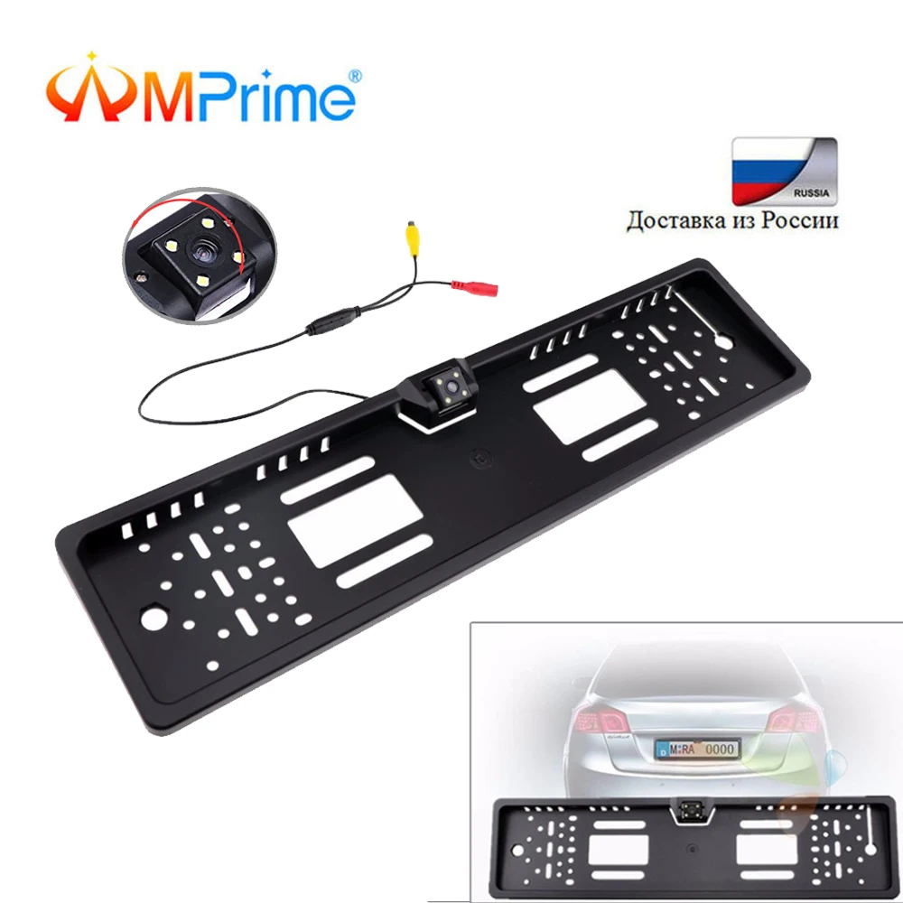 

AMPrime Car Rear View Camera Waterproof EU European License Plate Frame Parktronic Reverse 4 LED Night Vision Backup Camera