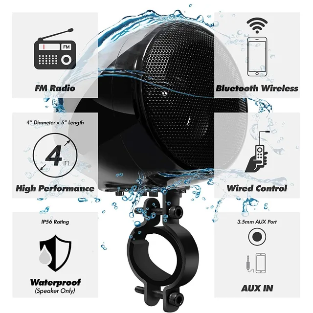【送料込み】Bluetoothアンプ 防水スピーカー 楽天市場】【期間限定ポイント5倍】 バイク オーディオ 最大600W