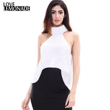 Love& Lemonade Белый Цвет Асимметричный Высокий воротник жилет TB 9125