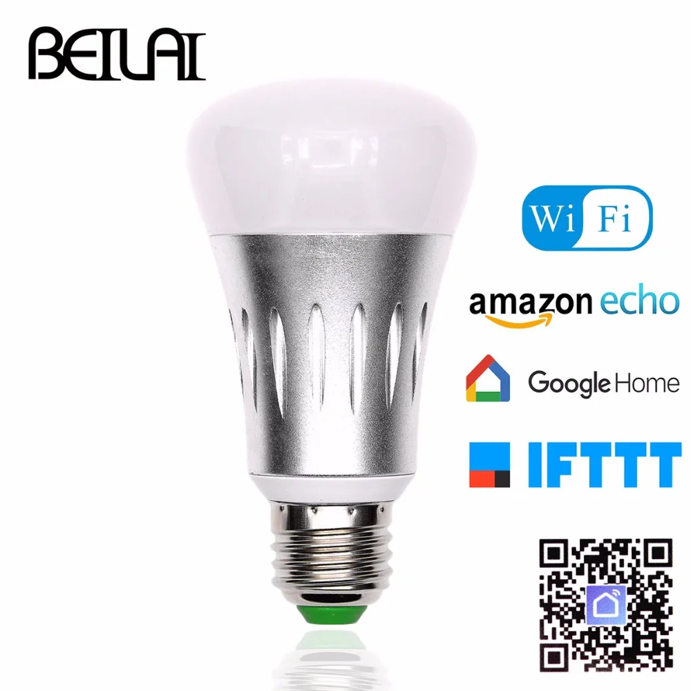 

E27 LED Lamp RGBW WIFI Smart LED Light Bulb 220V 110V Dimmable LED Bulbs For Amazon Alexa Google Home By IOS/Android APP Control