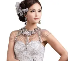 10pcs/lot Wedding Bridal Crystal Necklace Shoulder Chain Crystal Multitier Tassel Necklet Woman’s Adornment jj010