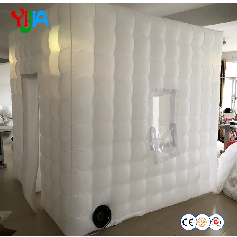 With windows on the proof and wall Led lights inflatable photo booth cube Free shipping for wedding