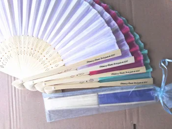

1000pcs Personalized Silk wedding hand fans silk wedding fans +printing Holiday gift