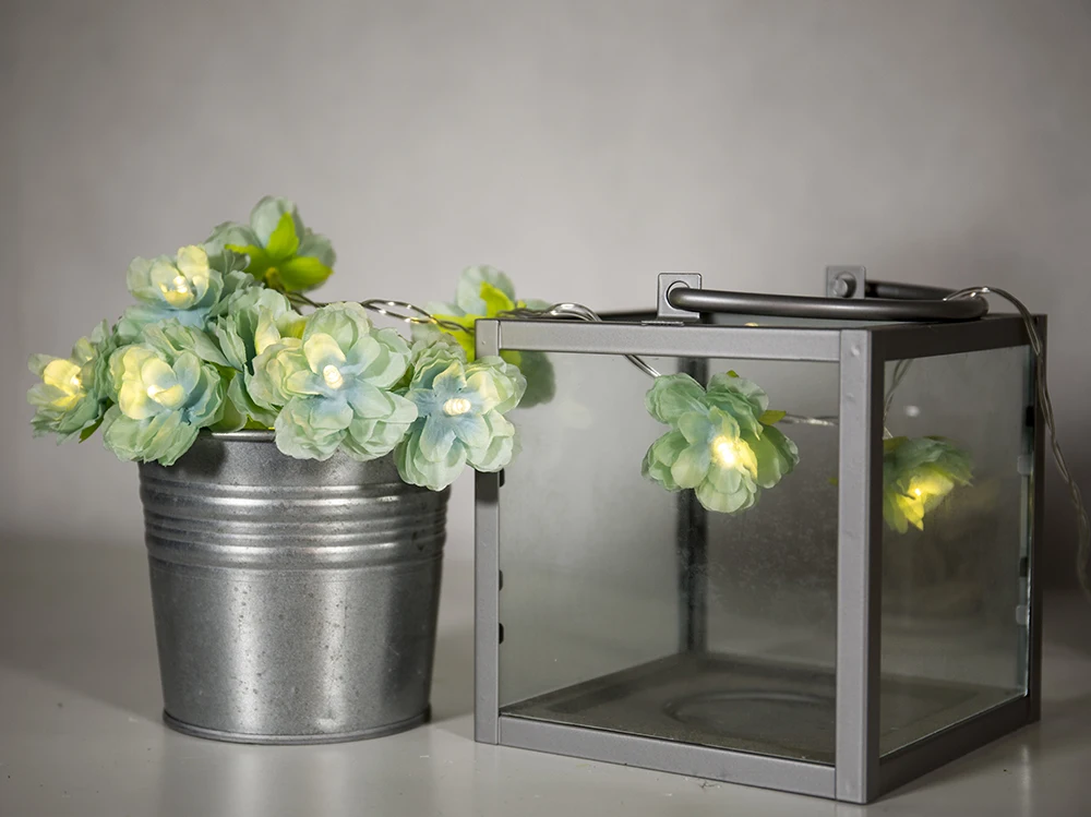 2.3M 20 Pcs Fabric Flower Shape LED Fairy String Lights for Wedding