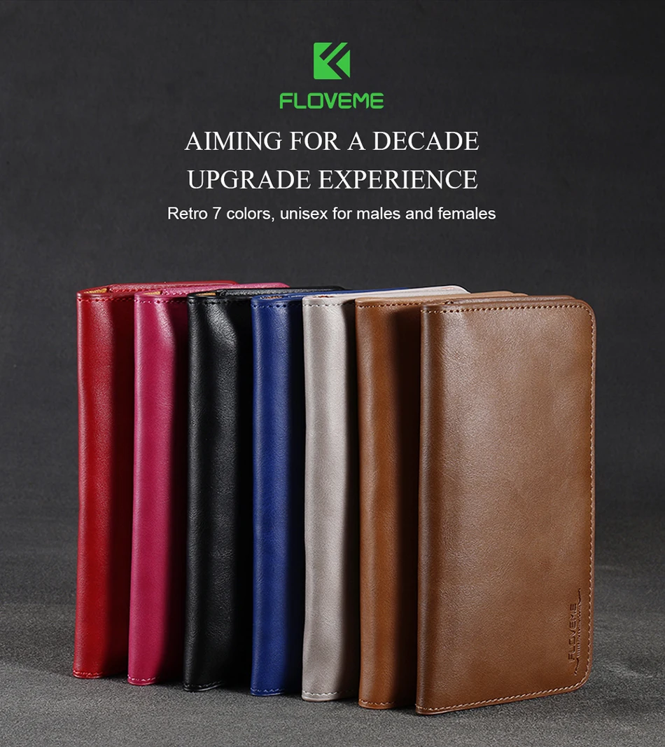 FLOVEME Leather Wallet Case For iPhone 6 6s Plus 7 7 Plus 5 5s SE Universal Phone Pouch Bag Coque For Samsung S8 S8 Plus S7 S6 (4)