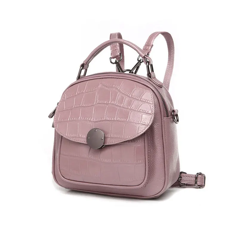 

Casual Backpack Natural Soft Real Genuine Leather Backpacks Leather Top Layer Cowhide Women Mini Backpack woman School Bags