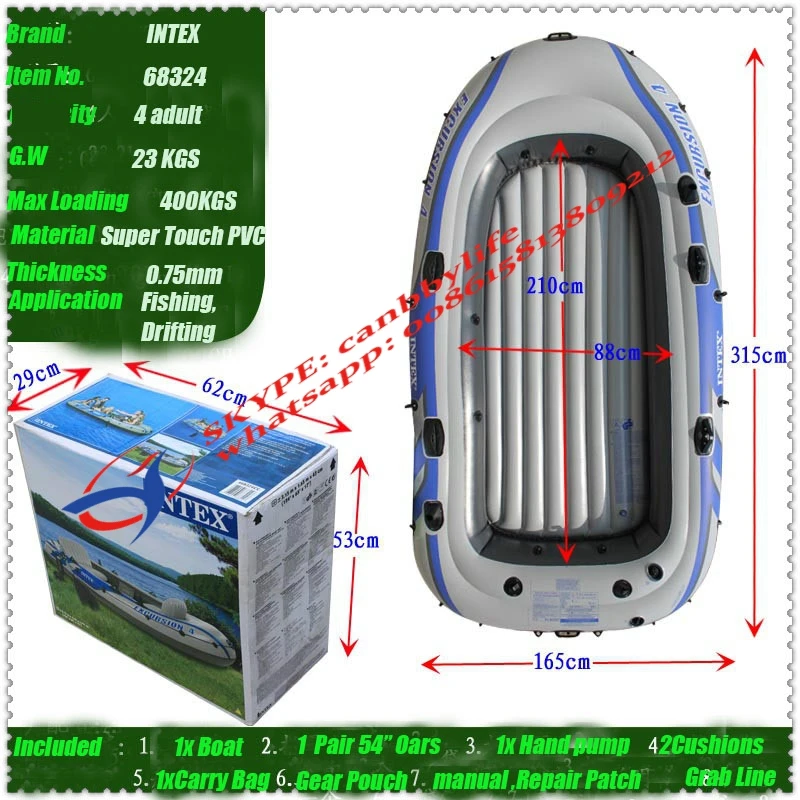 Intex Экскурсия Спортивная лодка надувная пвх лодка Рыбалка каяк для озера реки дрейфующих