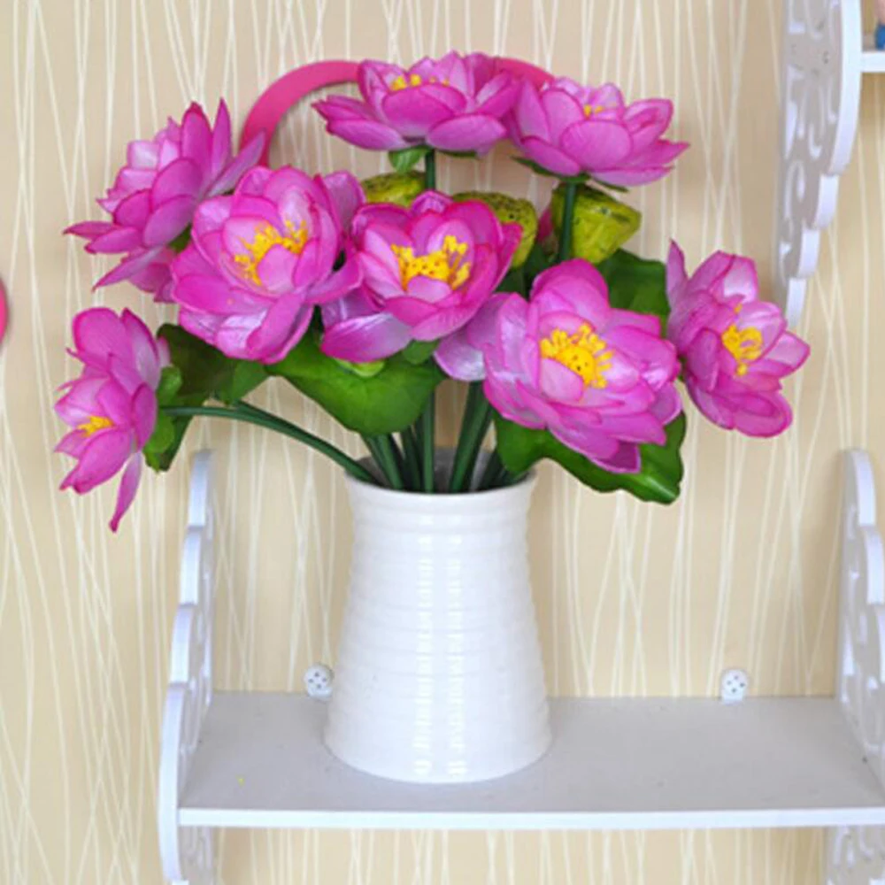 2 Pcs\lol Silk Artificial Lotus Flower Plants Pot Culture For Home