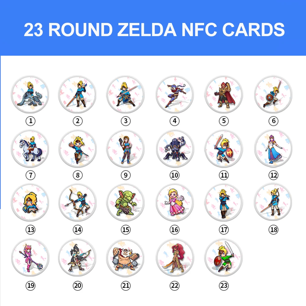 Игровая карта amiibo совместима с Zelda 23 NFC круглая карта 20 Heart Wolf The Legend of break of the wild NS Switch