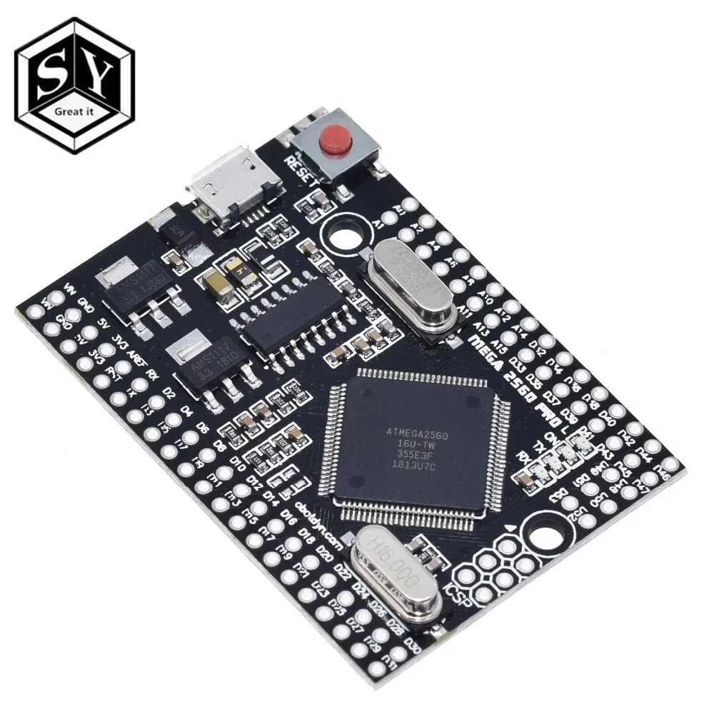 1 шт. Great IT Mega 2560 PRO MINI 5 В(встраивание) CH340G ATmega2560-16AU с наконечниками, совместимыми с arduino Mega 2560