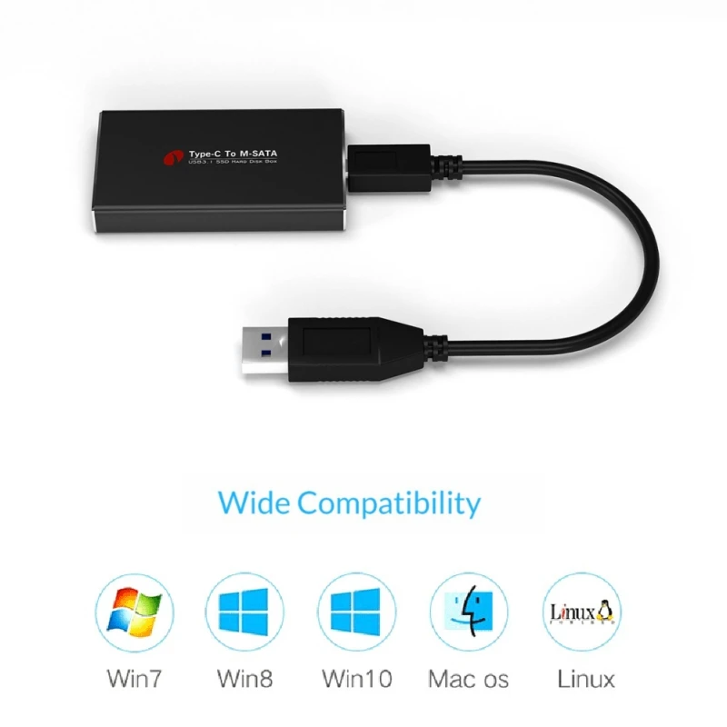Корпус внешнего жесткого диска type-C для Msata прозрачное устройство Plug-and-play для Windows Linux