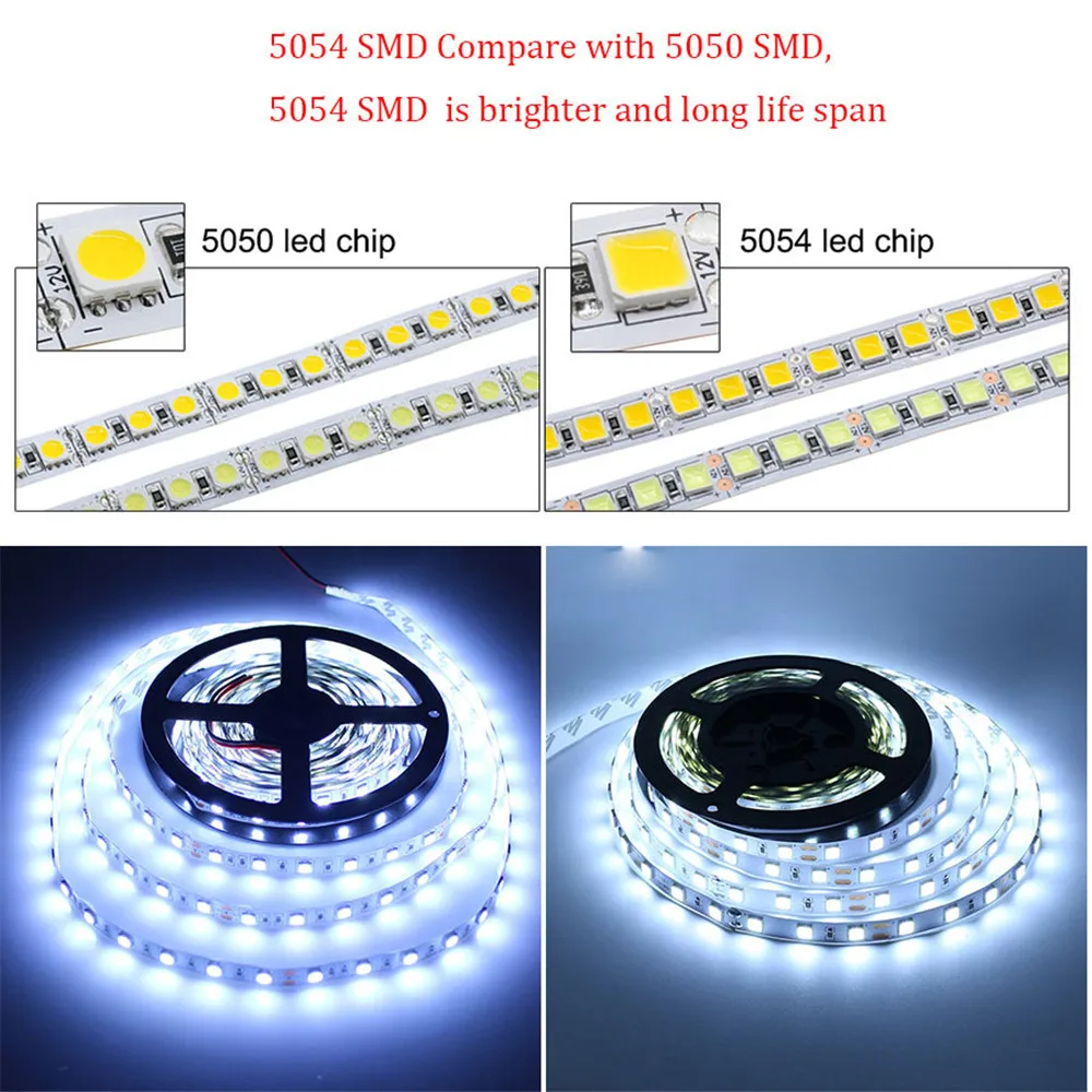 5054 Светодиодные ленты свет DC12V 60 Светодиодный S/M 300 светодиодный 5 м/лот SMD5054 ярче, чем SMD 5050 2835 5630 красный/белый/теплый белый/зеленый/синий