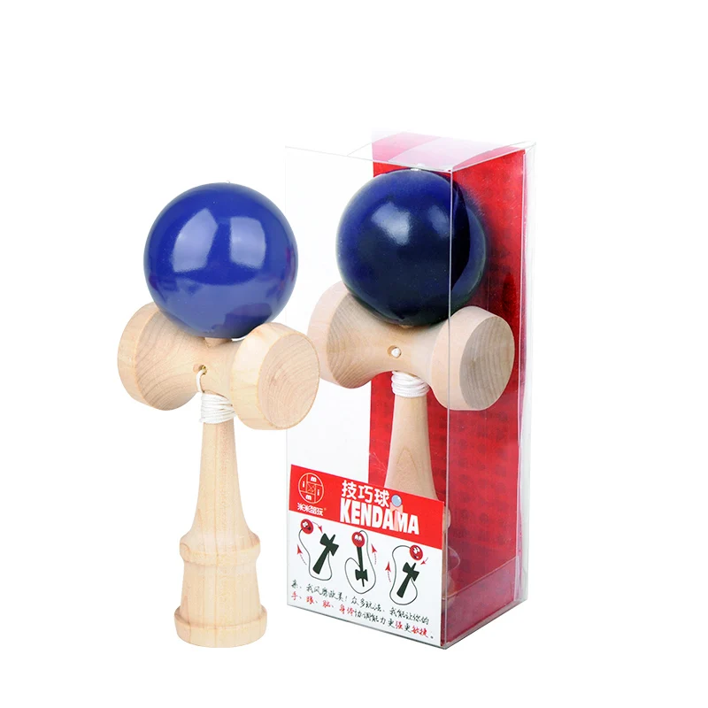 MITOYS Kendama деревянные игрушки спортивная игрушка для игр на открытом воздухе шары умелые жонглирование мяч игрушка для детей струны Профессиональный Размер 18,5 см - Цвет: blue