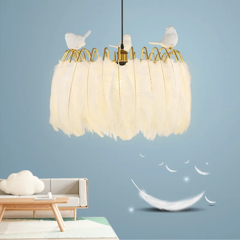

Nordic Feather Chandelier Light Bird Pendant Lamp Luminaire Led Luminaire Suspendu for Living Room Bedroom Lamparas De Techo