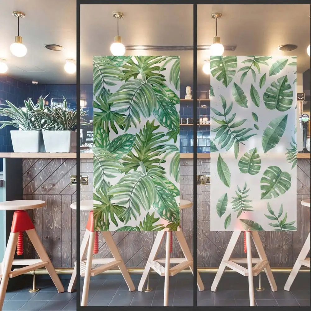 Newly Window Films Self adhesive Frosted Leaves Glasses Stickers Matte Pads Privacy for Bathroom Living Room|Wall Stickers| - AliExpress