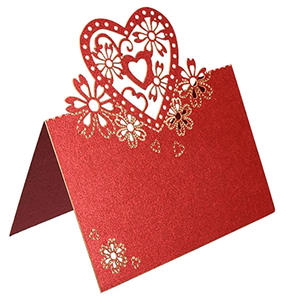 

50pcs/Lot 4 Colors Love Heart Laser Cut Wedding Engagement Party Home Table Name Place Cards Favor Decor Wedding Decoration 2018