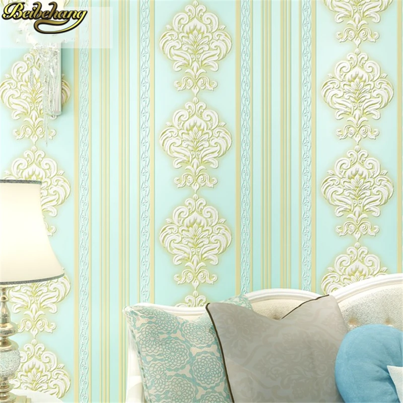 

beibehang papel de parede 3D European Damascus wallpaper for Living Room Bedroom stripe Wall paper roll bedroom home decoration