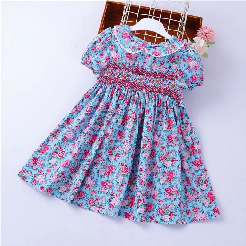 

smocked dresses for girls frock cotton baby clothes summer kids dress embroidery Party holiday school boutiques