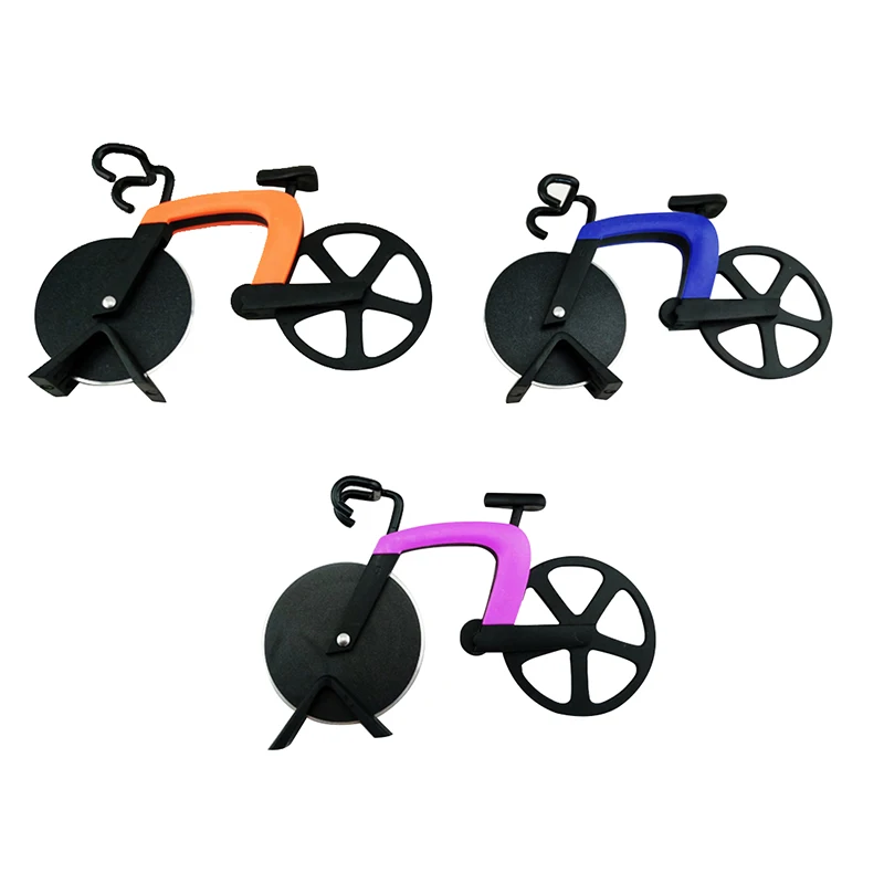 Bicycle Pizza Cutter Wheel Stainless Steel Plastic Bike Roller Pizza Chopper Slicer Kitchen Gadget E2S