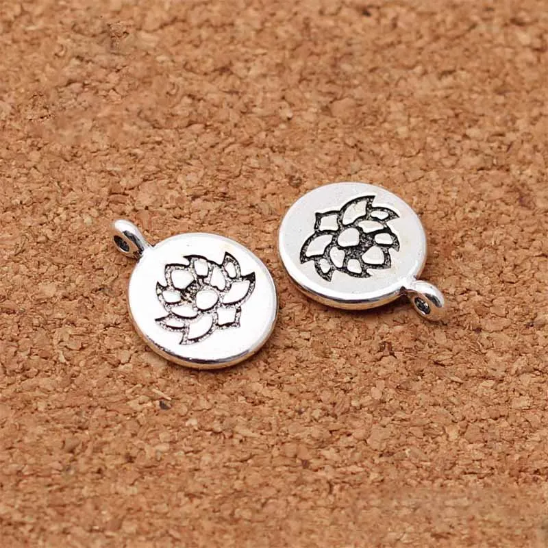 Breloques Tibétaines en Argent de 15mm, 10 Pièces/Lot, Étiquette Ronde Annie/Arbre de Vie/Bouddha, en Métal Fait à la Main, Bijoux de Bricolage, Accessoires de Direction