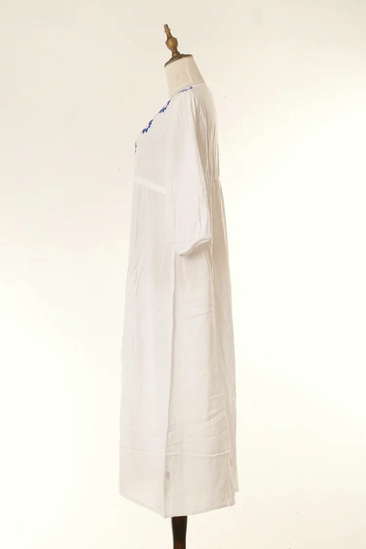 Long Beach Dresses V Neck Cotton Crochet Bikini Cover Up-1