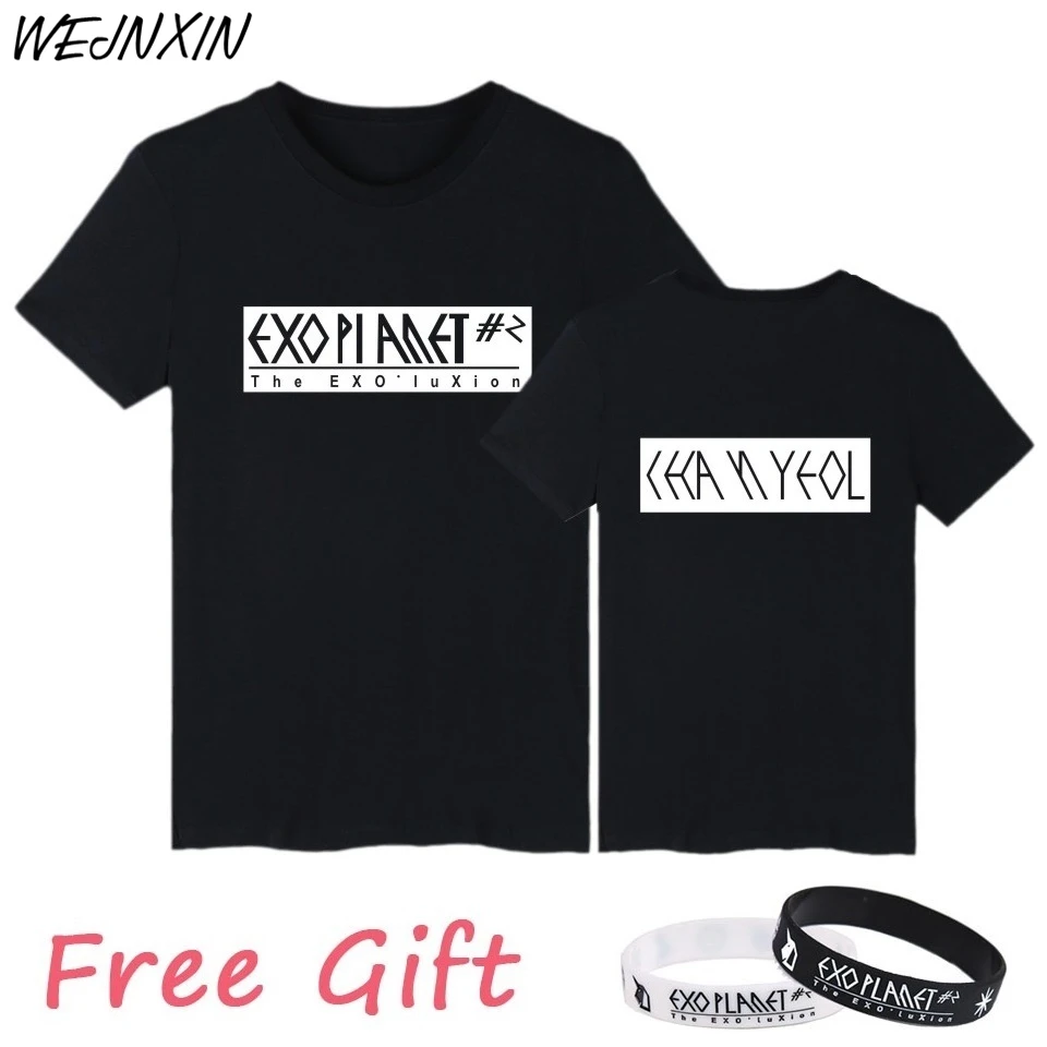 

VAGROVSY EXO Kpop Fans Supportive T shirt For Women Men Cotton Short Sleeve Unisex Couple Clothing Letter Print T-shirt