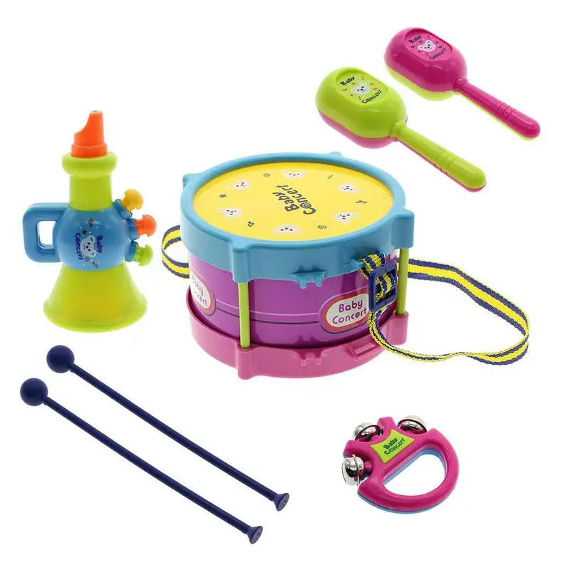 5pcs Kids Toys Roll Drum Musical Instruments Band Kit Children Toy Gift
