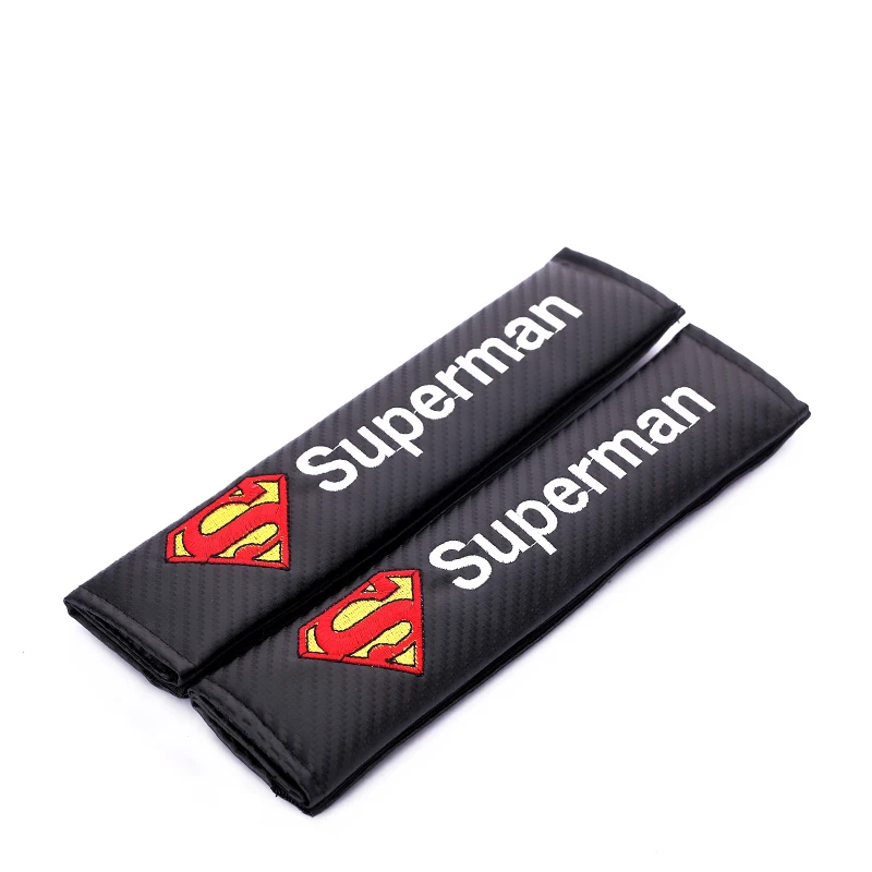 Вышивка для эмблемы Супермена, автомобильное сиденье из углеродного волокна, ремень, накладка на плечо для volkswagen bmw mercedes renault, аксессуары