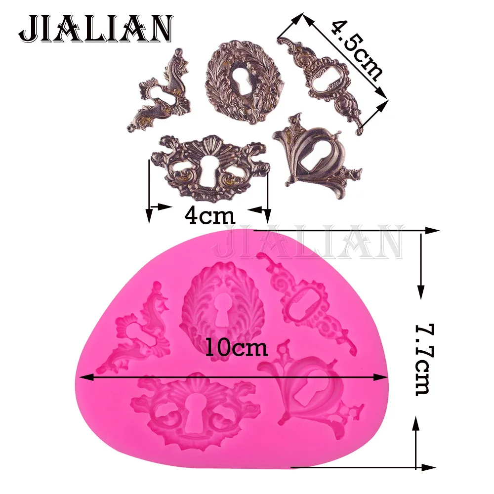 Ретро ключ Замочная скважина цветок кружева ручной шоколадный торт украшения инструменты DIY выпечки плесень помадка силиконовая форма T0369