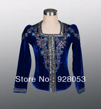 

Free Shipping! Ballet Man Tunic Professional Dance Costumes Boy Coat For Ballet Dark Blue Classical Ballet Dance Wear AT0073
