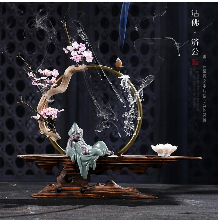 Zen Lucky курильница для благовоний, выветренная древесина, искусственные растения, курильница для благовоний керамическая курильница, цветочный горшок с персонажем, домашний декор, ремесла