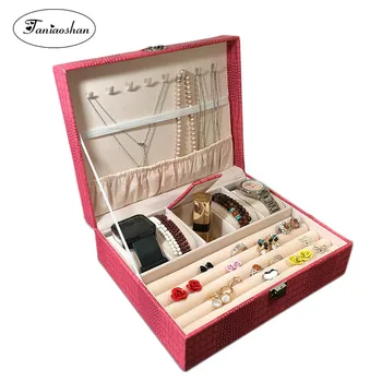 New Pattern Pu Leather Jewelry Box Princess Storage Box High Quality 4 Color Jewelry Casket Gift box For Woman high quality pu leather three layer double drawer jewelry box jewelry display jewelry storage gift box