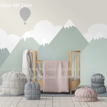 Туя арт бледно-зеленый светильник цветной рисунок мультфильм мышь и воздушный шар для детской комнаты обои для детского декора стен