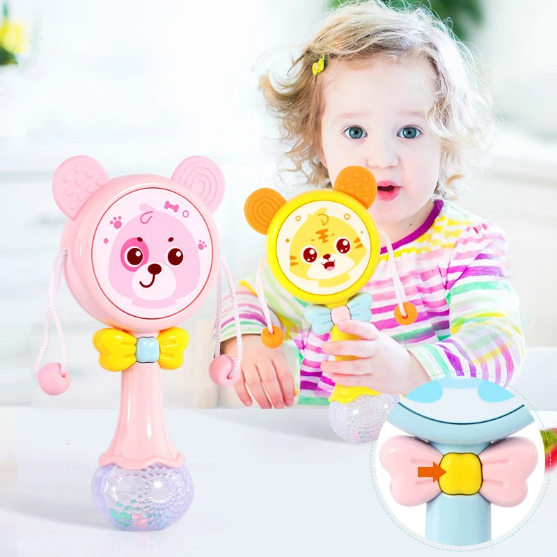 赤ちゃんシェークハンドベル点滅おもちゃガラガラ5曲リズムドラム子供パーティー楽器おもちゃ照明 ベビーガラガラ モビール Aliexpress