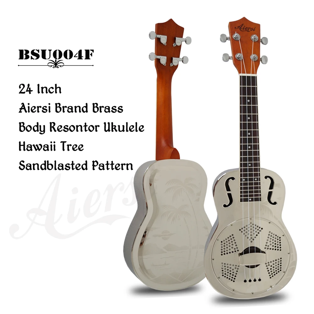 Aiersi бренд Hawaii Пескоструйный Блеск хромированная отделка латунный корпус F отверстие дизайн концертный Размер Reso-uke