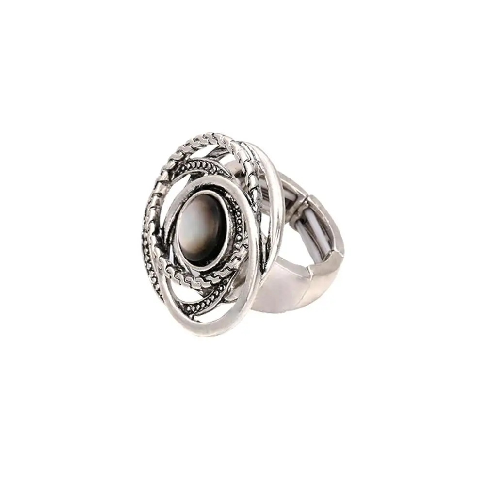 Vintage Opal кольцо для Для женщин Для мужчин тела древних Серебряная состояние Для мужчин t ювелирные изделия, регулируемое большое кольцо Обручальные кольца День рождения подарок другу - Цвет основного камня: ancient silver