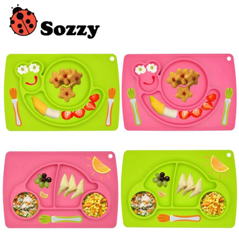 

Sozzy Baby 100% Food Grade Silicone One-piece Placemat Child Snail Car Edition Pad Placemat Waterproof BPA Free Kitchen Mat