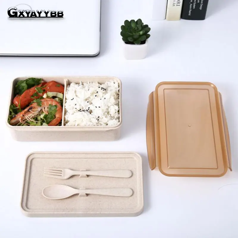 GXYAYYBB пищевая Пшеничная солома силиконовый Ланч бокс с ручкой Bento портативный для