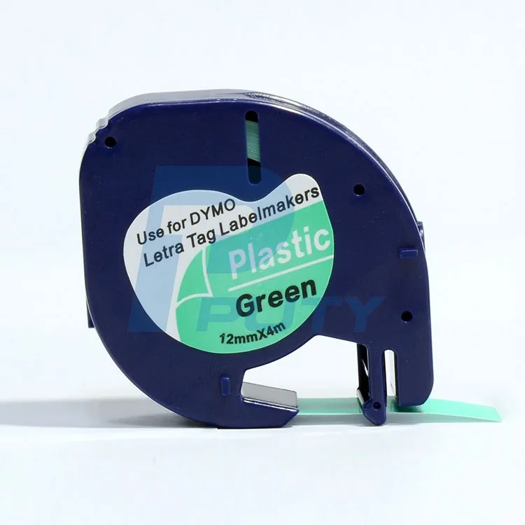 Black-Green 5 шт. совместимый Dymo letratag 91201 черного цвета на белом 12 мм Пластик изготовитель ленточных этикеток печатная лента для лейблов принтер этикеток - Цвет: Black-Green